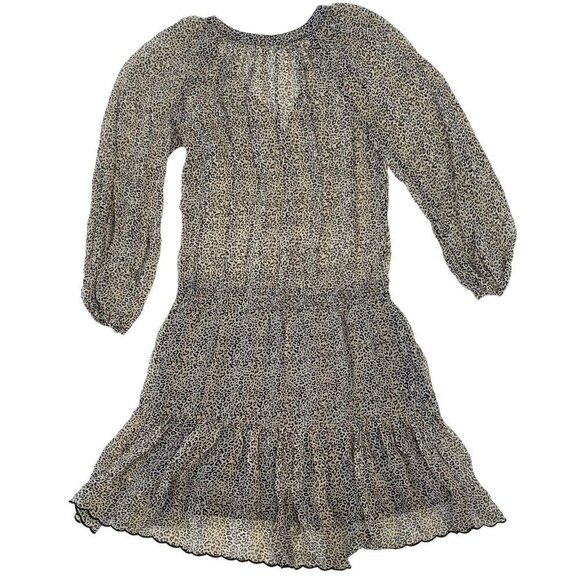 VELVET Graham & Spencer Size XS Sheer Aubrey Leopard Print Dress Long Sleeve - Picture 5 of 15